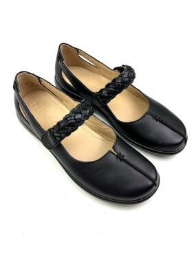 New Hotter Shake Black Leather Mary Jane Comfort Shoes size 7 slim